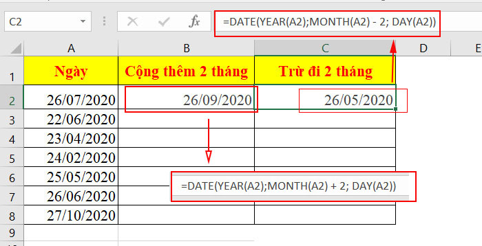 cộng hoặc trừ 2 tháng