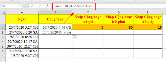 thời gian cùng ngày tháng năm