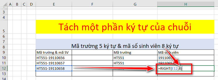 hàm tách ký tự từ phải sang