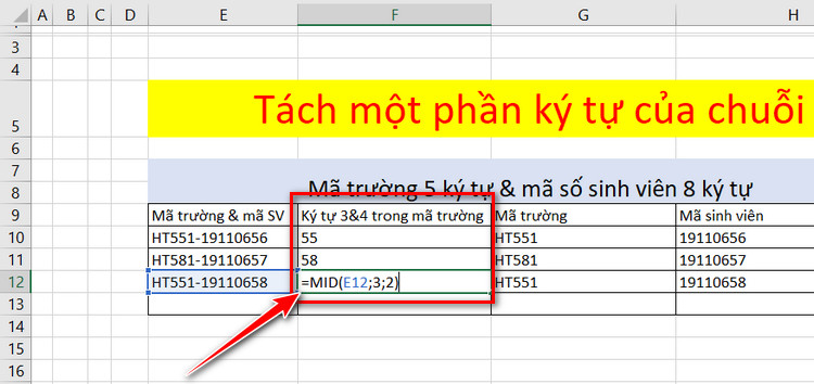 tách ký tự tùy chọn