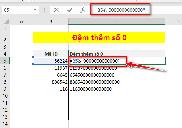thêm số không vào sau